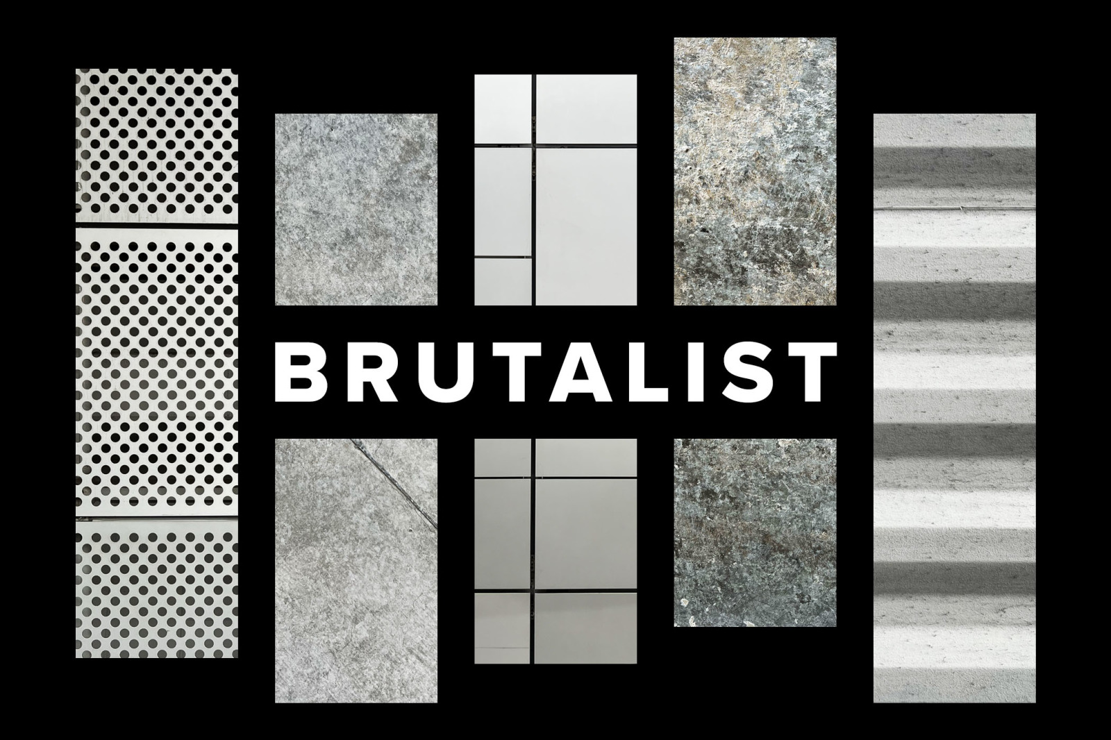 Brutalist metal and concrete background textures