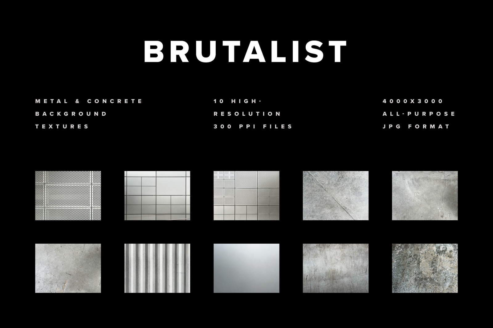 Brutalist metal and concrete background textures