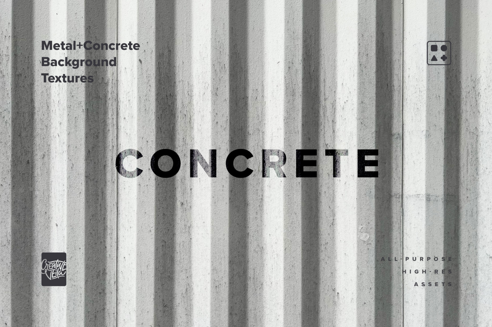 Brutalist metal and concrete background textures