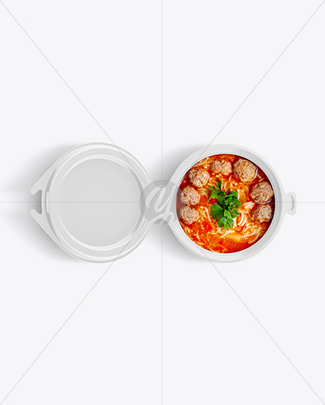 Plastic Bowl With Meatballs Soup Mockup