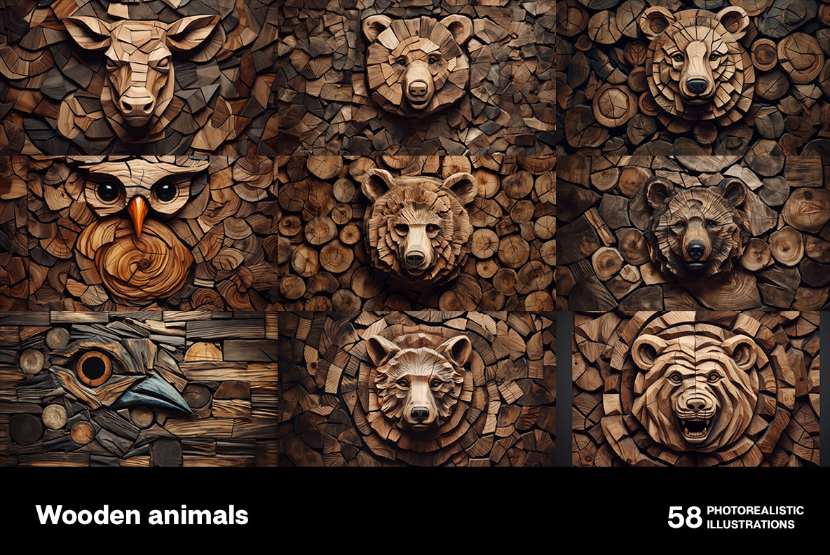 Wooden animals Wooden animals