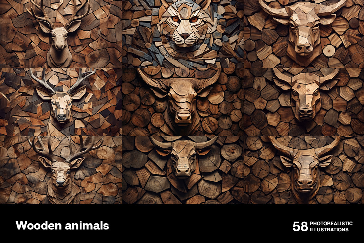 Wooden animals Wooden animals