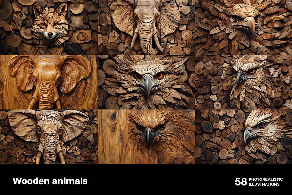 Wooden animals Wooden animals