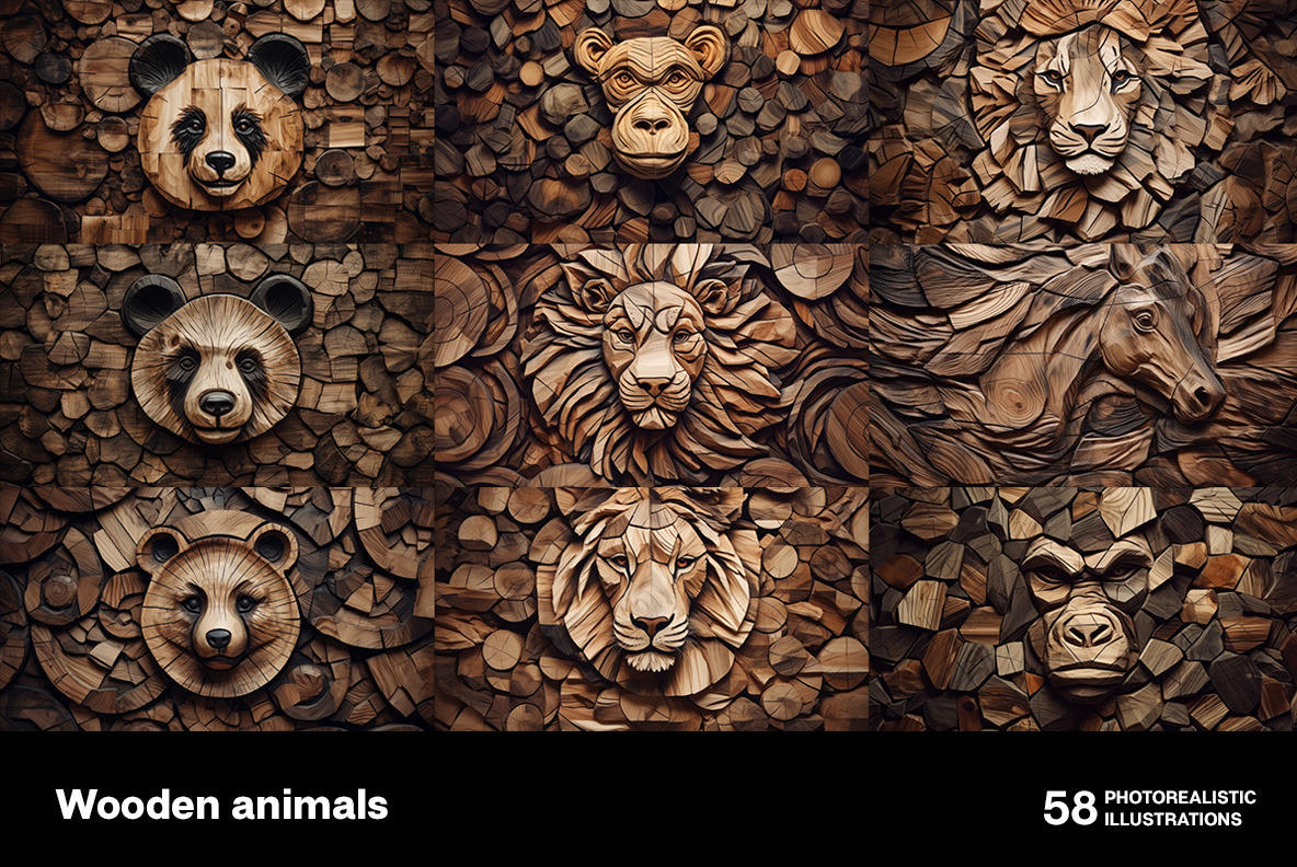 Wooden animals Wooden animals