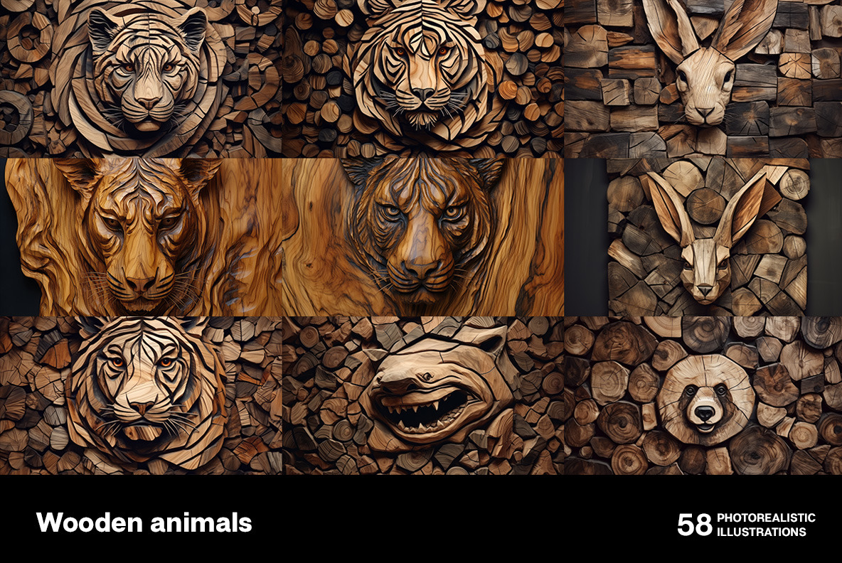 Wooden animals Wooden animals