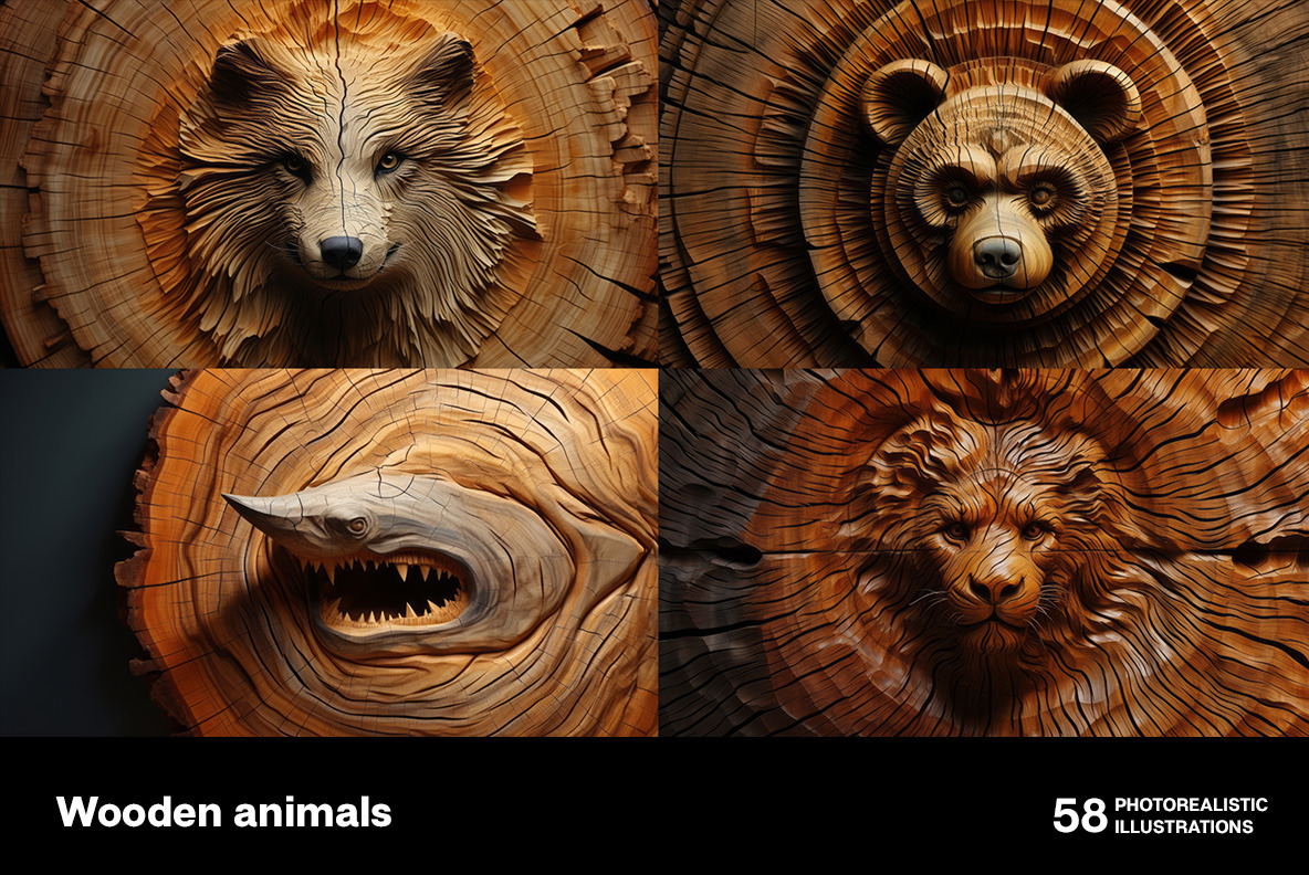 Wooden animals Wooden animals