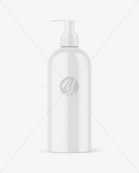 Glossy Cosmetic Bottle with Pump Mockup