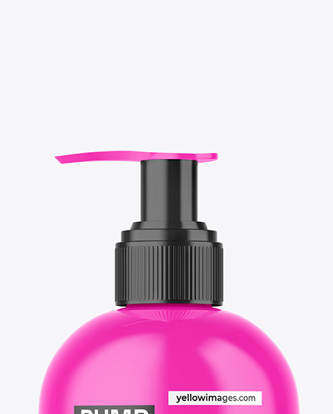 Glossy Cosmetic Bottle with Pump Mockup