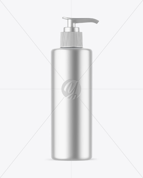 Matte Metallic Cosmetic Bottle With Pump Mockup