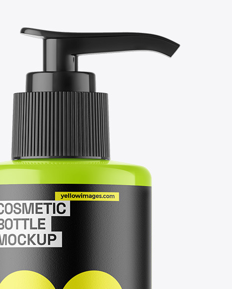 Glossy Cosmetic Bottle With Pump Mockup