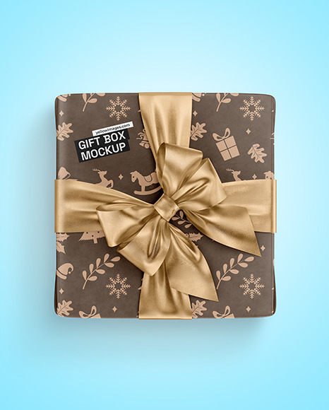 Kraft Gift Box with Metallic Tape Mockup