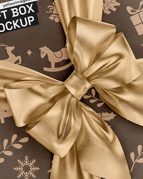 Kraft Gift Box with Metallic Tape Mockup