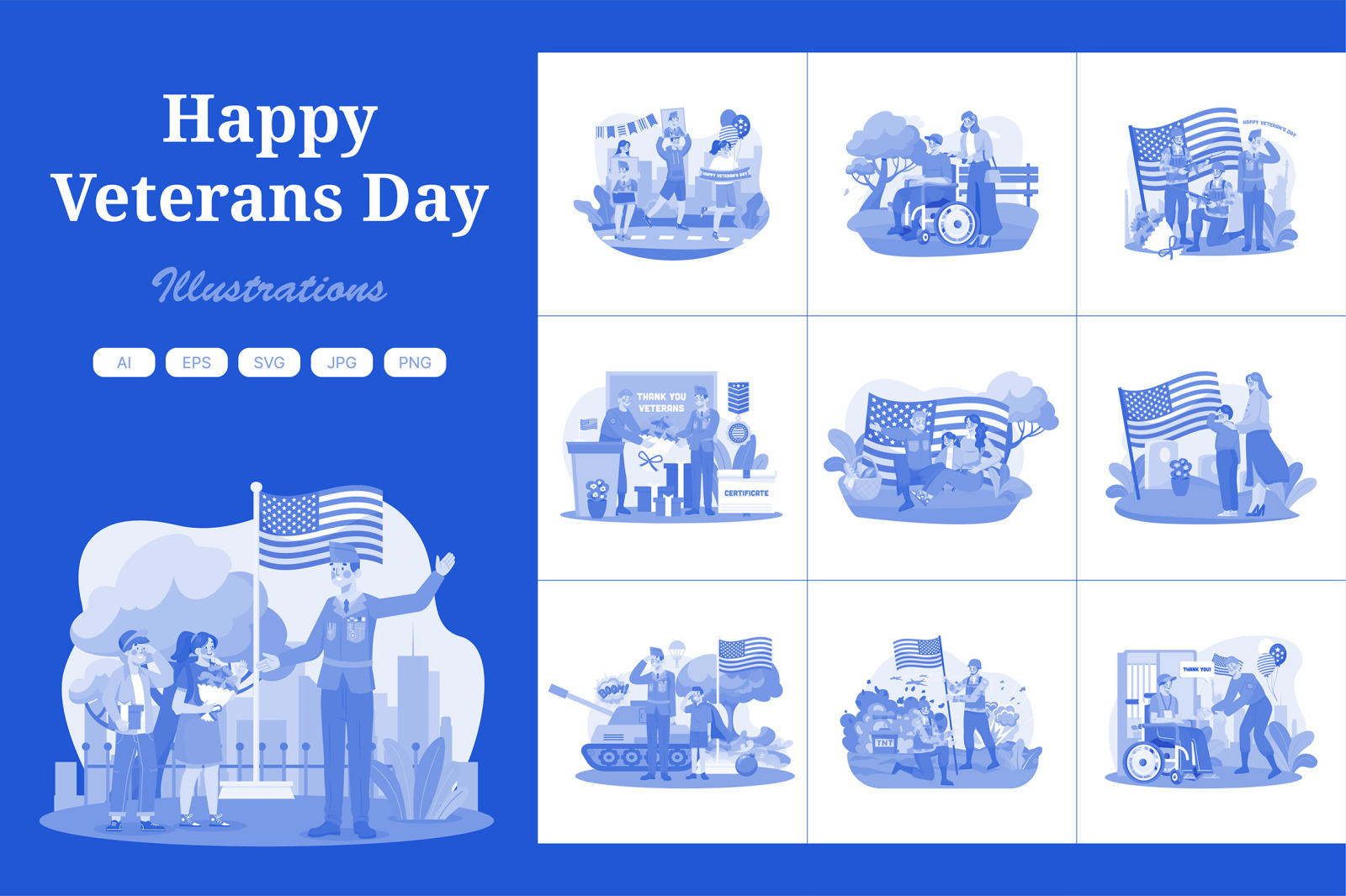 M665_Happy Veterans Day Illustration Pack