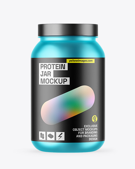 Matte Metallic Protein Jar Mockup - Jar mockup