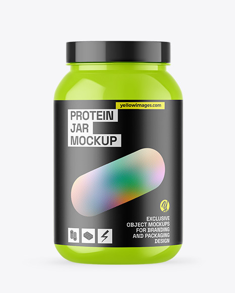 Glossy Protein Jar Mockup