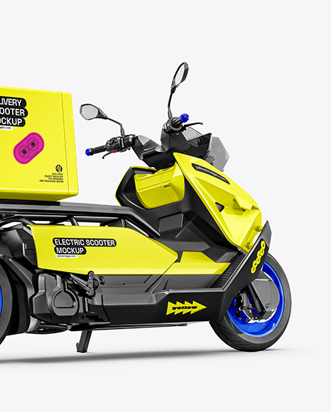 Electric Delivery Scooter Mockup - Back Half Side View