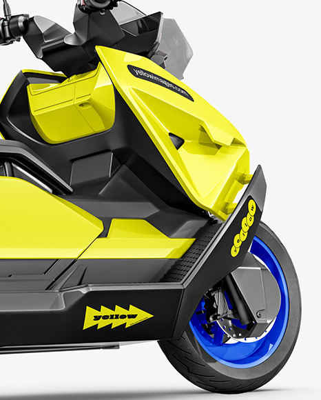 Electric Delivery Scooter Mockup - Back Half Side View