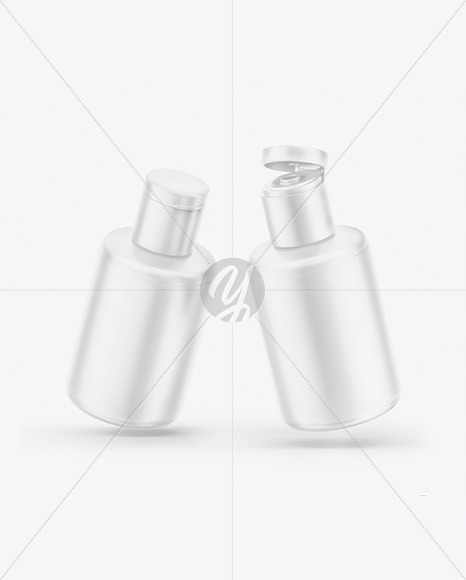 Two Matte Shampoo Bottles Mockup