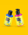 Two Matte Shampoo Bottles Mockup