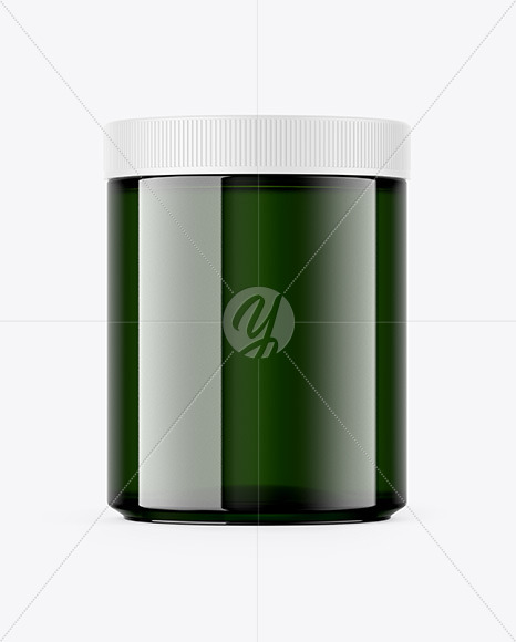 Glossy Dark Green Jar Mockup