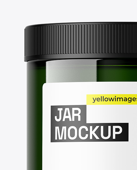 Glossy Dark Green Jar Mockup