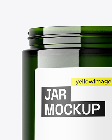 Glossy Dark Green Jar Mockup