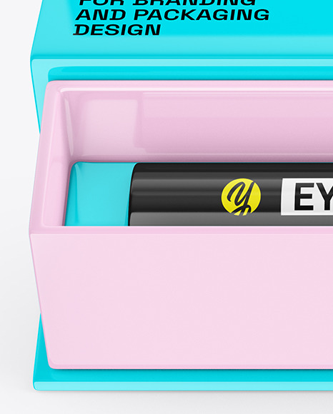Opened Glossy Eyeliner Box Mockup