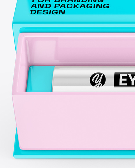 Opened Glossy Eyeliner Box Mockup