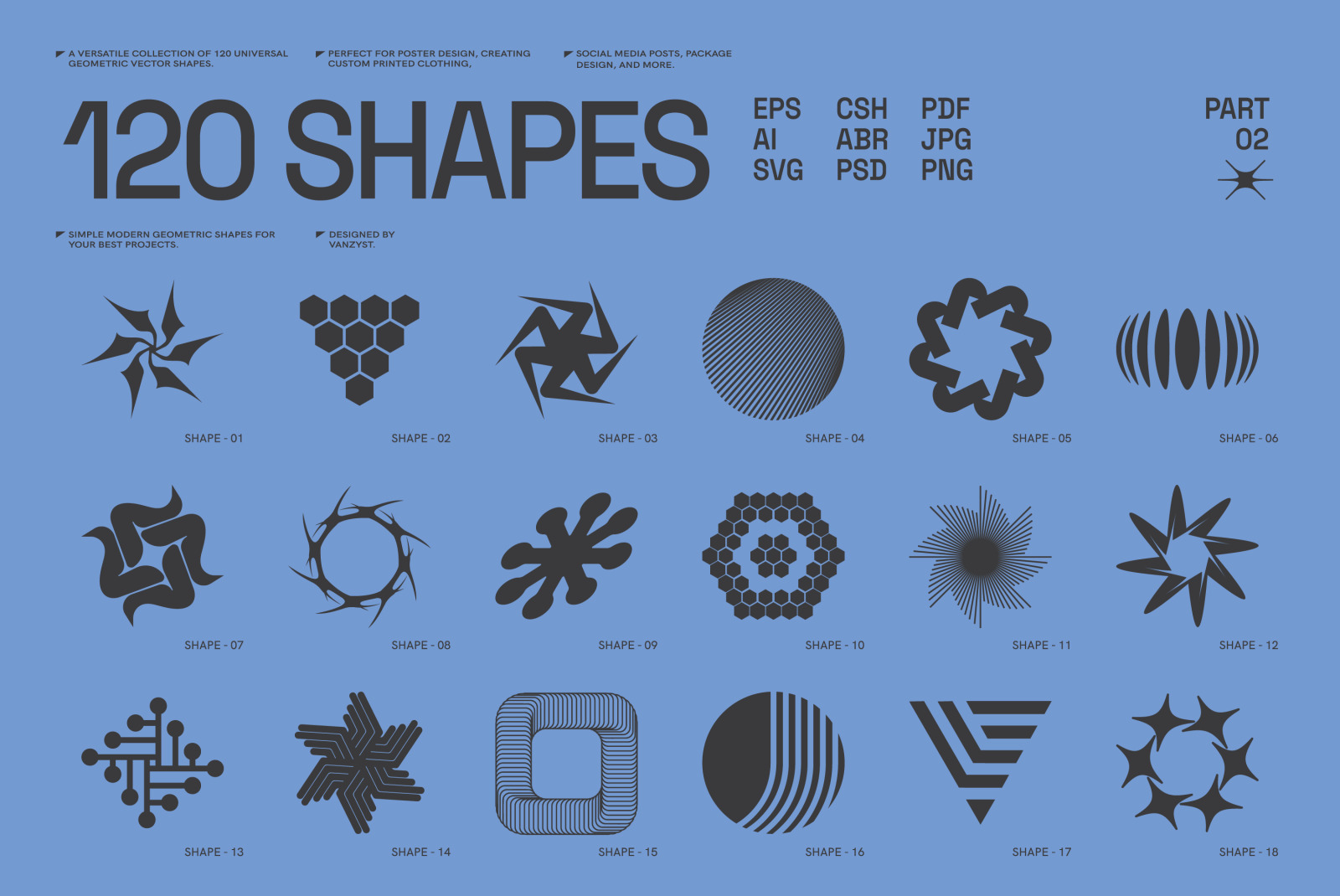 120 Abstract Geometric Shapes. Part 2