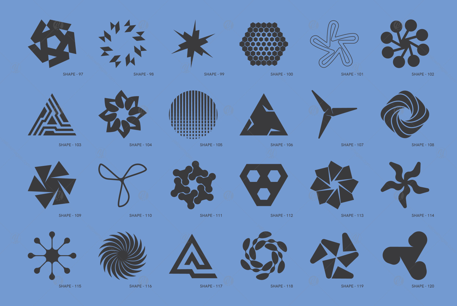 120 Abstract Geometric Shapes. Part 2 120 Abstract Geometric Shapes. Part 2