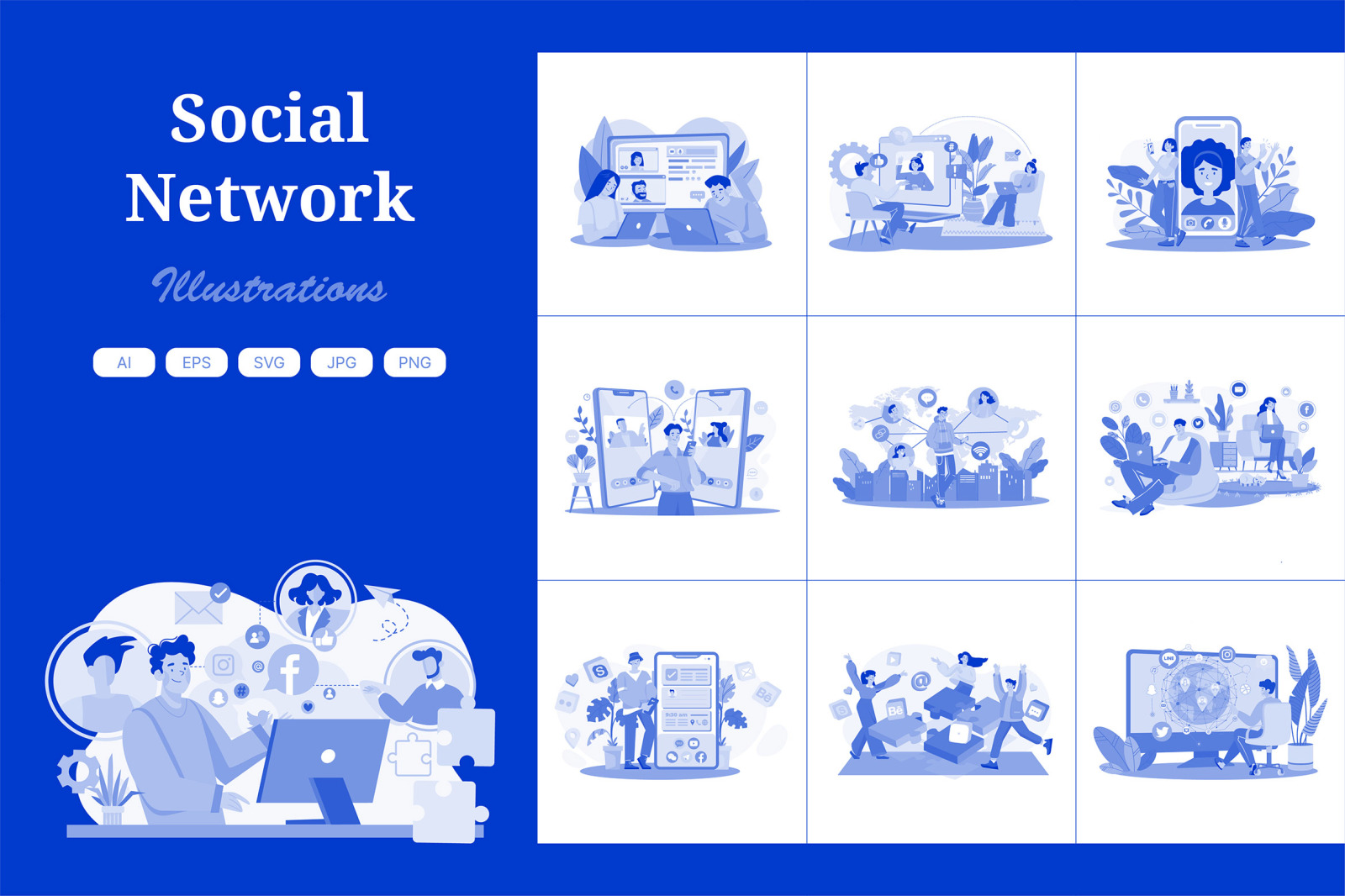 M640_Social Network Illustration Pack M640_Social Network Illustration Pack