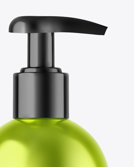 Metallic Cosmetic Bottle With Pump Mockup