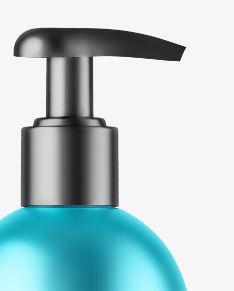 Matte Metallic Cosmetic Bottle With Pump Mockup