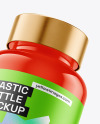 Glossy Plastic Bottle with Flying Gummies Mockup