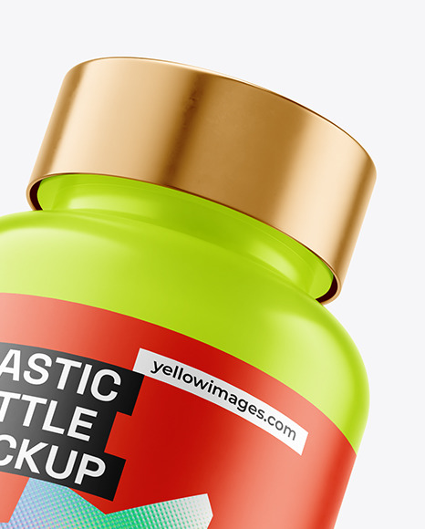 Matte Plastic Bottle with Flying Gummies Mockup