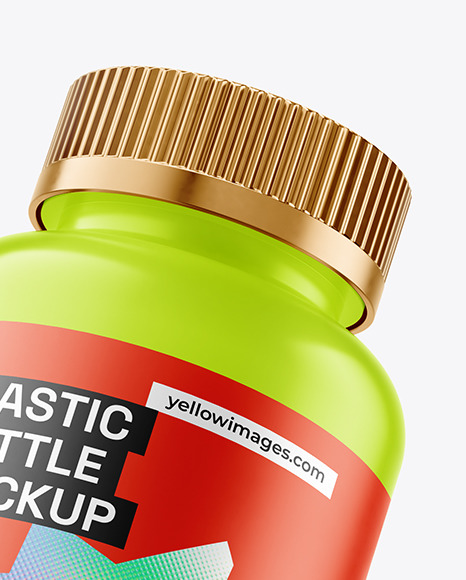 Matte Plastic Bottle with Flying Gummies Mockup