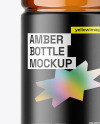 Amber Plastic Bottle with Screw Cap Mockup