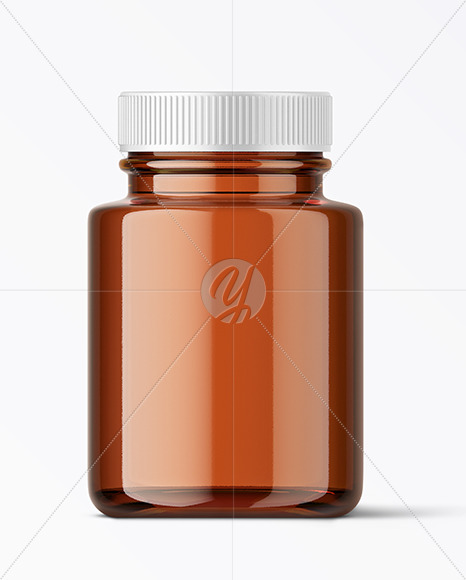 Amber Glass Jar with Plastic Screw Cap Mockup Amber Glass Jar with Plastic Screw Cap Mockup