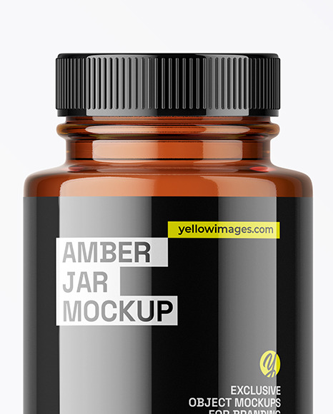 Amber Glass Jar with Plastic Screw Cap Mockup Amber Glass Jar with Plastic Screw Cap Mockup