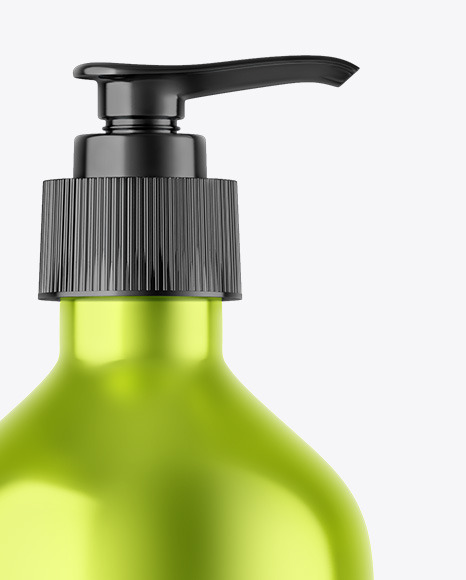 Metallic Cosmetic Bottle With Pump Mockup