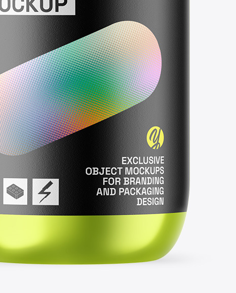 Metallic Cosmetic Bottle With Pump Mockup
