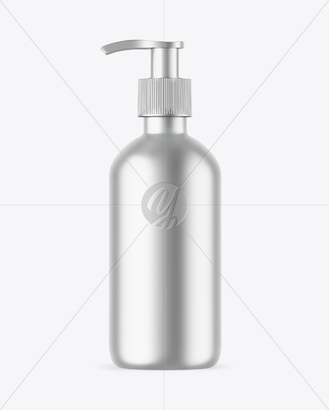 Matte Metallic Cosmetic Bottle With Pump Mockup