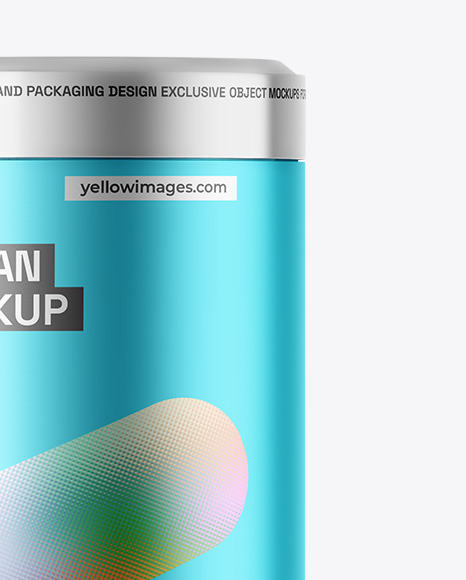 Matte Metallic Tea Tin Can Mockup