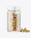 Clear Glass Jar with Herbal Capsules Mockup