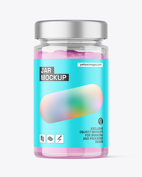 Clear Glass Jar with Powder Mockup