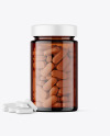 Amber Glass Jar with Pills Mockup