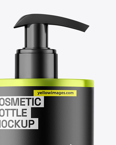 Metallic Cosmetic Bottle With Pump Mockup