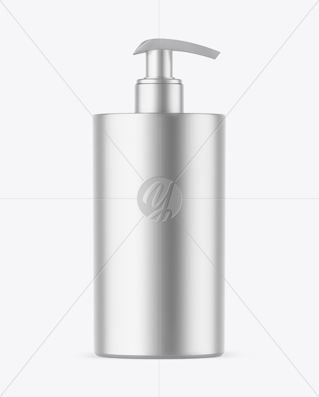 Matte Metallic Cosmetic Bottle With Pump Mockup