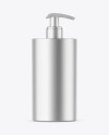 Matte Metallic Cosmetic Bottle With Pump Mockup