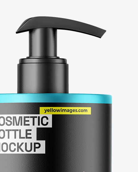 Matte Metallic Cosmetic Bottle With Pump Mockup